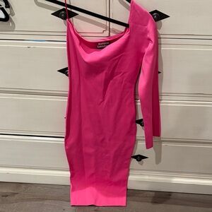 Solace London Fuchsia One-Shoulder Dress
